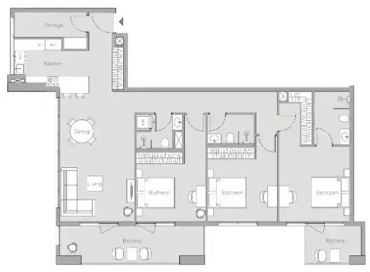 Планировка — 3-спальная, 149 м²
