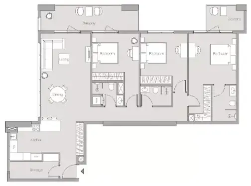 Планировка — 3-спальная, 151 м²