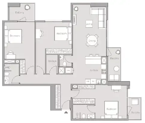 Планировка — 3-спальная, 140 м²