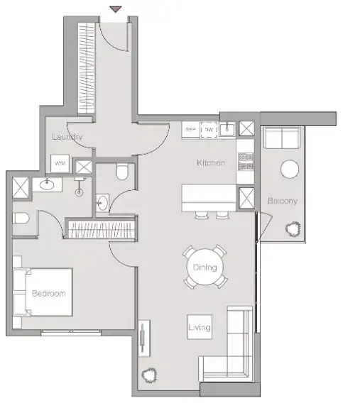 Планировка — 1-спальная, 76 м²