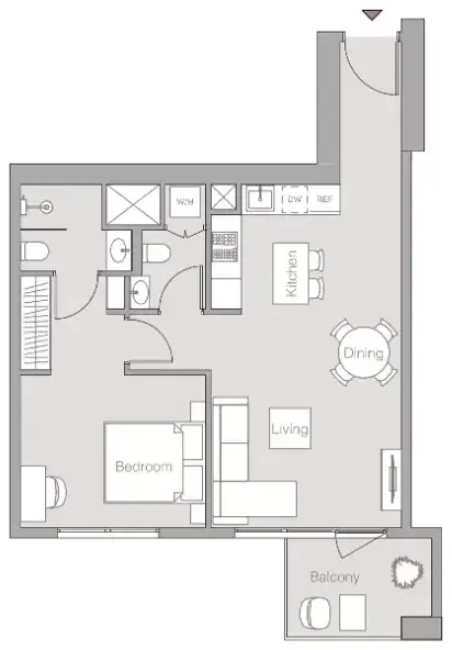 Планировка — 1-спальная, 63 м²