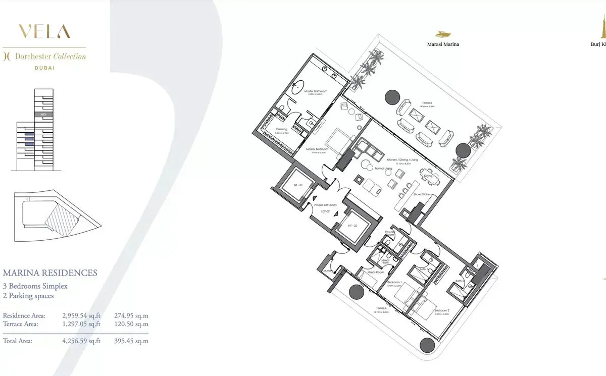 Планировка — 3-спальная, 395 м²