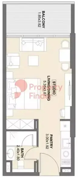 Планировка — Студия, 39 м²