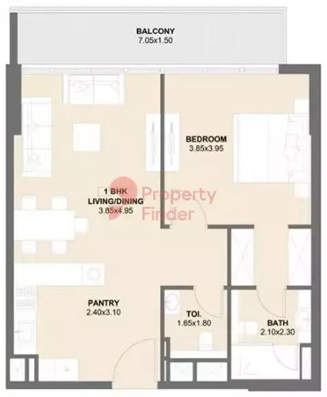 Планировка — 1-спальная, 81 м²