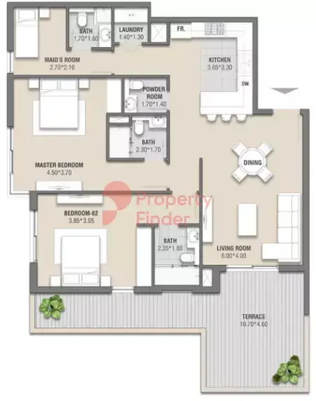 Планировка — 2-спальная, 146 м²
