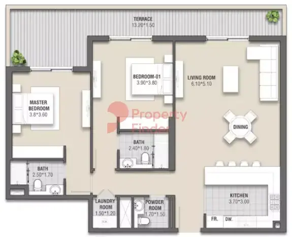 Планировка — 2-спальная, 137 м²