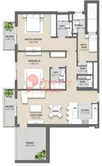 Планировка — 2-спальная, 146 м²