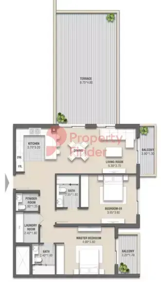 Планировка — 2-спальная, 162 м²