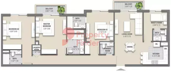 Планировка — 3-спальная, 146 м²