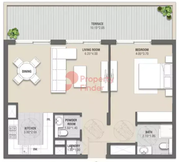 Планировка — 1-спальная, 93 м²