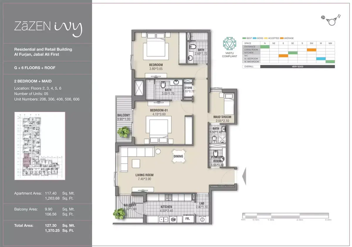 Планировка — 2-спальная, 127 м²