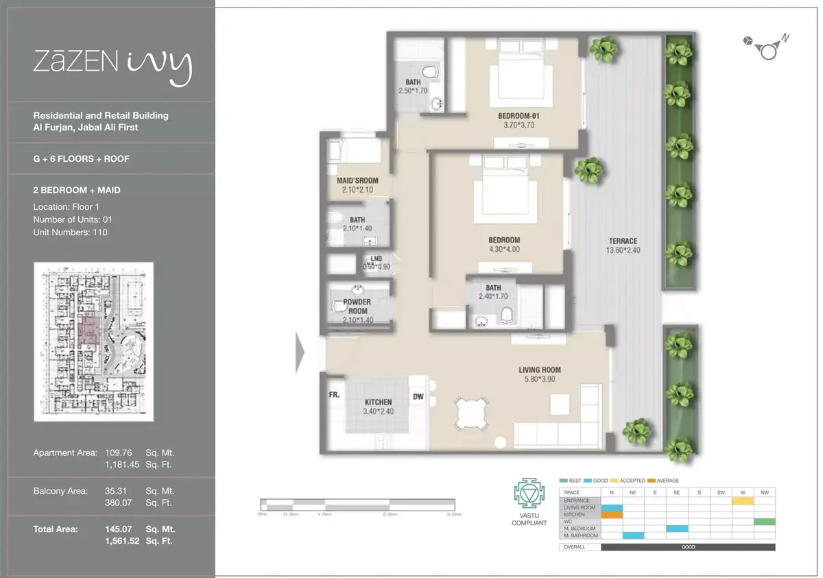 Планировка — 2-спальная, 145 м²